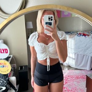 white eyelet crop top
